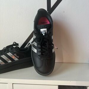 Adidas Black and Silver Gazelle Sneakers